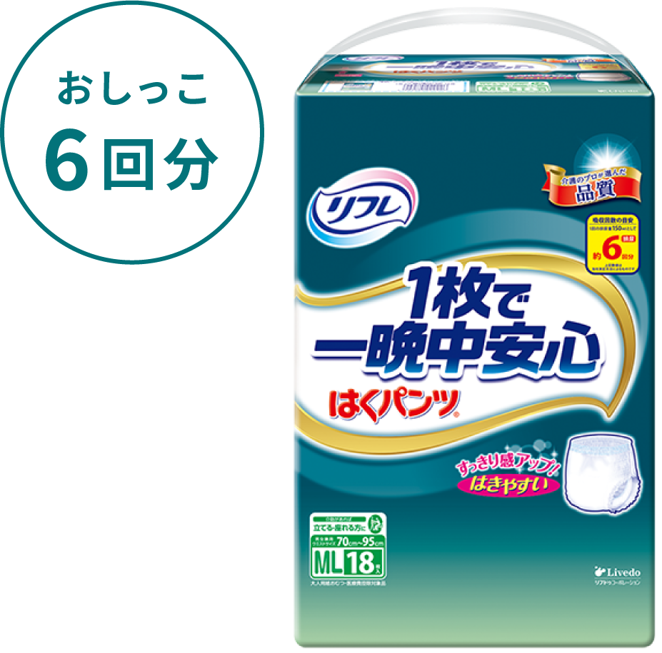 おしっこ6回分 １枚で一晩中安心 はくパンツ