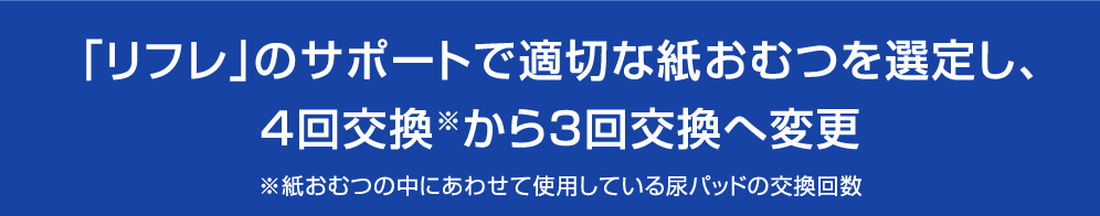 「リフレ」のサポートで適切な紙おむつを選定し、4回交換から3回交換へ変更