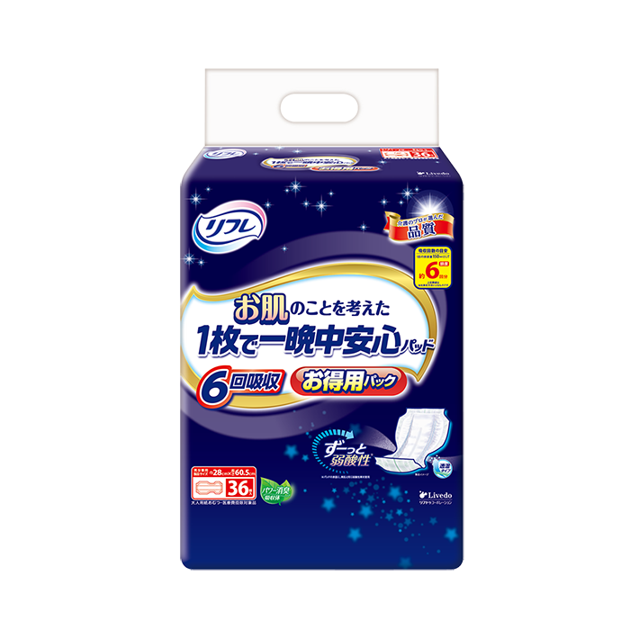 リフレ お肌のことを考えた１枚で一晩中安心パッド６回吸収お得用パック36枚×4袋